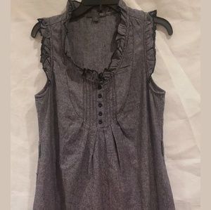 Women's XXI Size M Blue Pleated Ruffled Sleeveless
